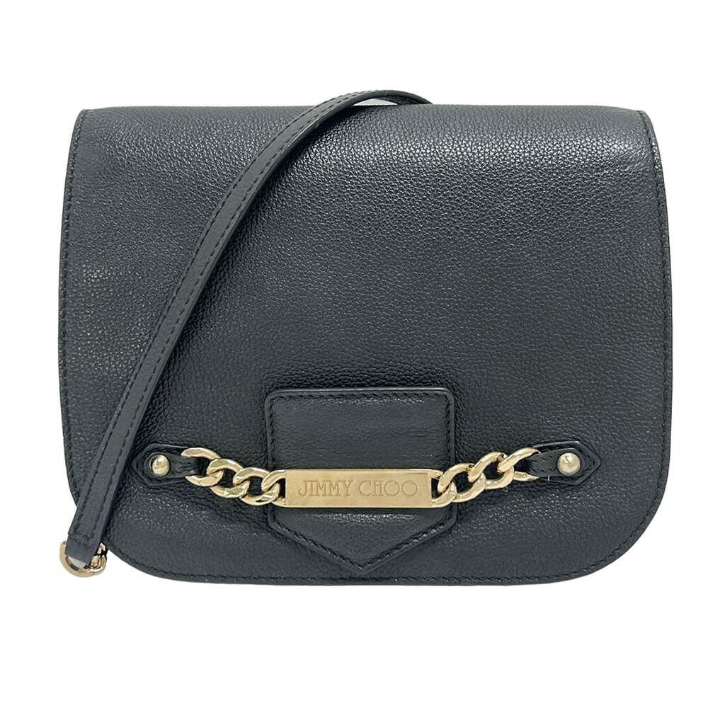 Jimmy Choo Shoulder Bag Black Gold Leather Hardware